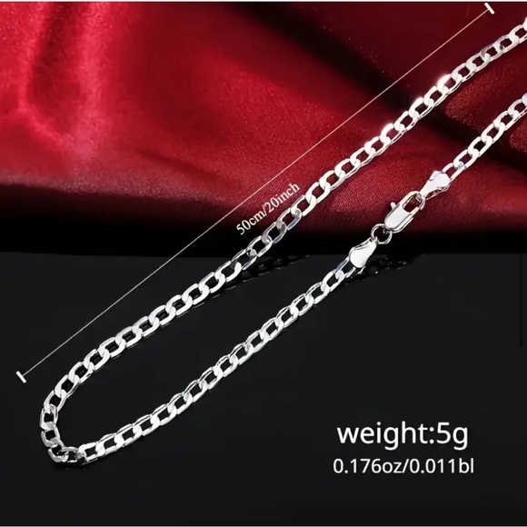 925 Silver Chain Necklace Unisex-Sophisticated Brand Ideal for wedding. - Picture 4 of 5